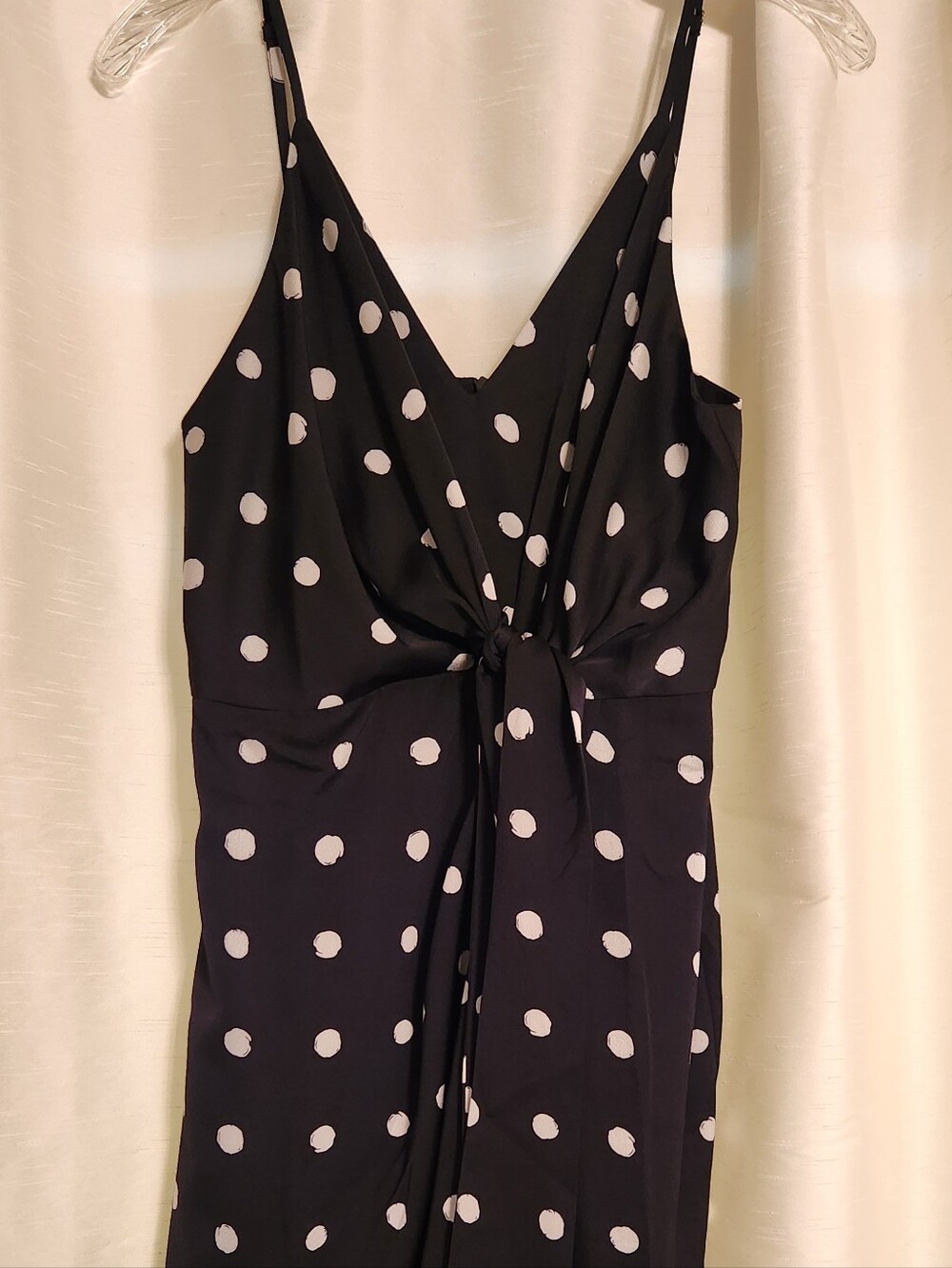Shona Joy Black Polka Dot Knot-Front Dress